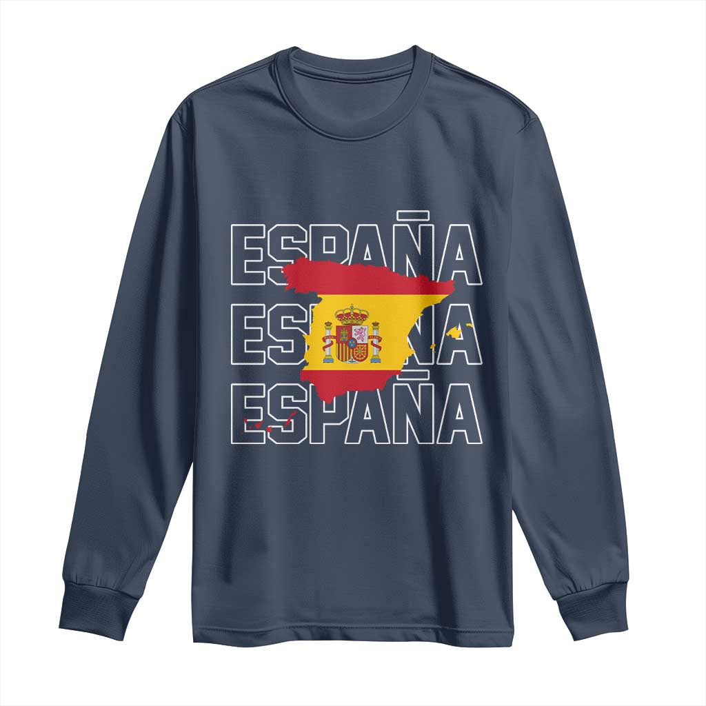 Espana Spain Map Pride Spanish Flag Long Sleeve Shirt TS14 Navy Print Your Wear