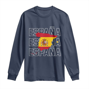 Espana Spain Map Pride Spanish Flag Long Sleeve Shirt TS14 Navy Print Your Wear