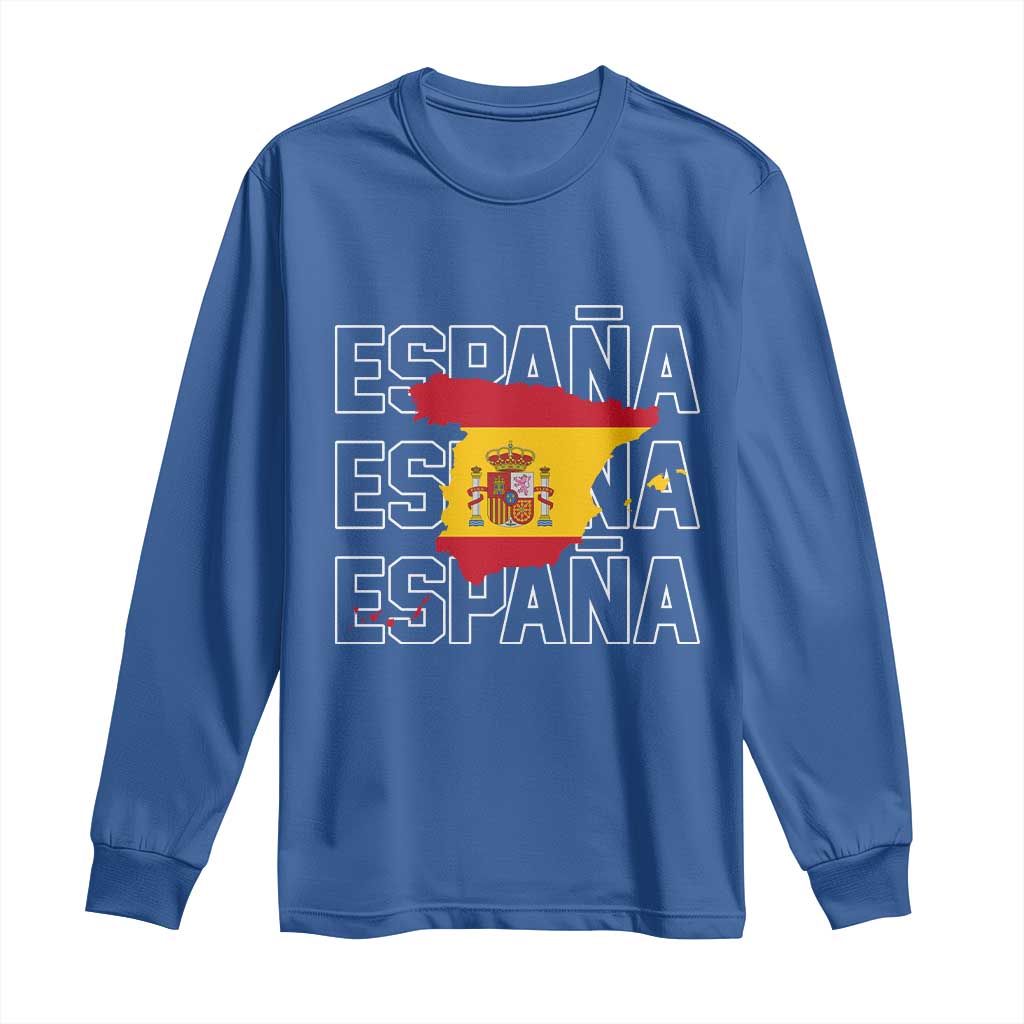 Espana Spain Map Pride Spanish Flag Long Sleeve Shirt TS14 Royal Blue Print Your Wear