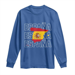 Espana Spain Map Pride Spanish Flag Long Sleeve Shirt TS14 Royal Blue Print Your Wear