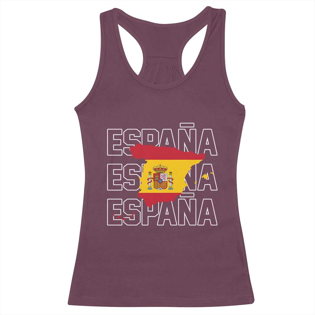 Espana Spain Map Pride Spanish Flag Racerback Tank Top TS14 Maroon Print Your Wear