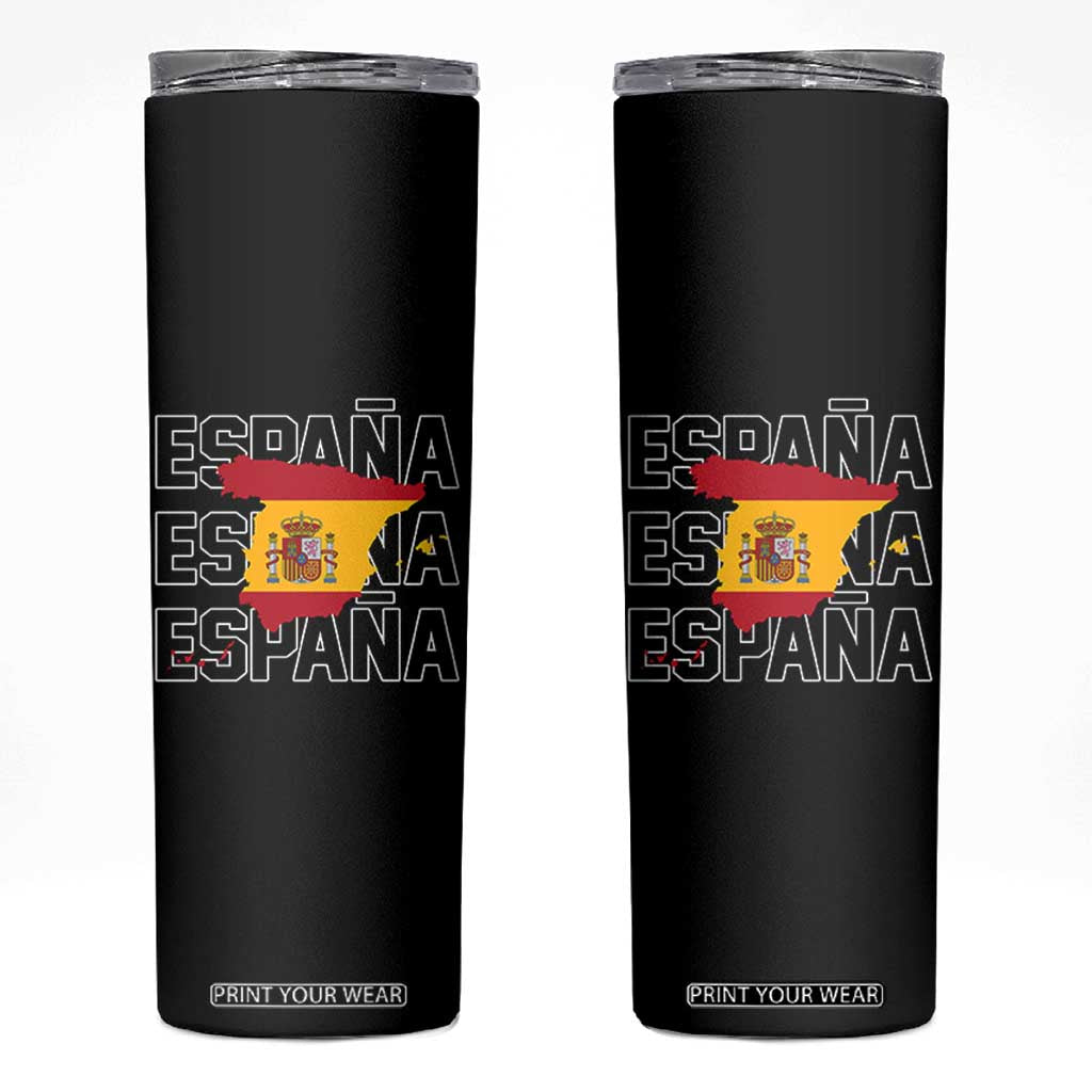 Espana Spain Map Pride Spanish Flag Skinny Tumbler TS14 Black Print Your Wear