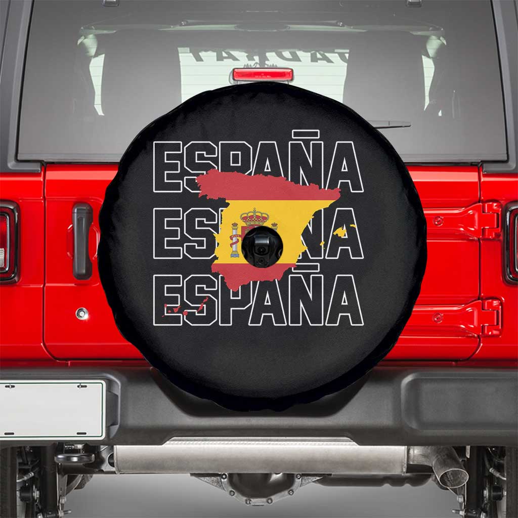 Espana Spain Map Pride Spanish Flag Spare Tire Cover TS14 Black Print Your Wear
