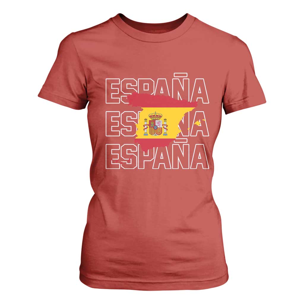 Espana Spain Map Pride Spanish Flag T Shirt For Women TS14 Red Print Your Wear