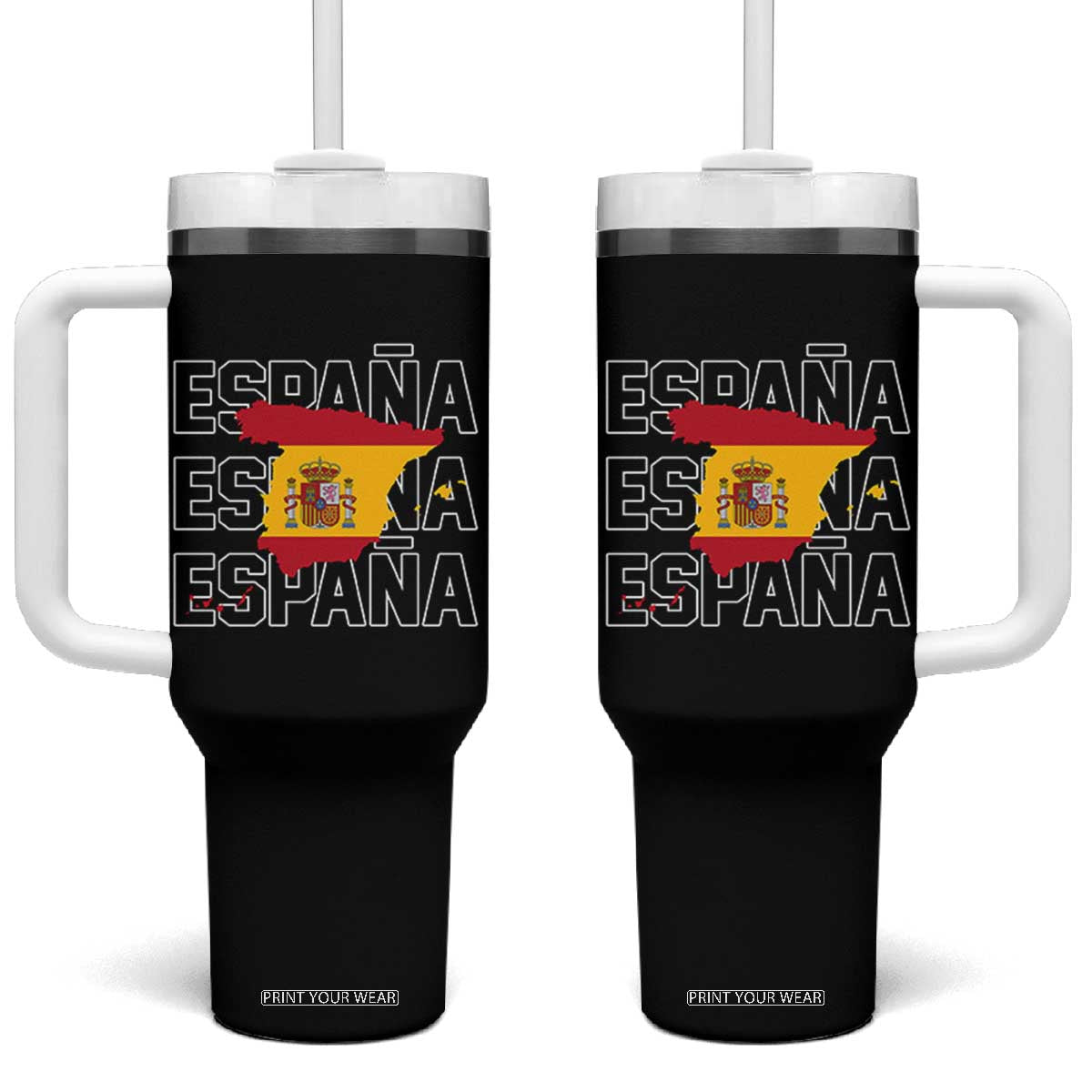Espana Spain Map Pride Spanish Flag Tumbler With Handle TS14 One Size: 40 oz Black Print Your Wear