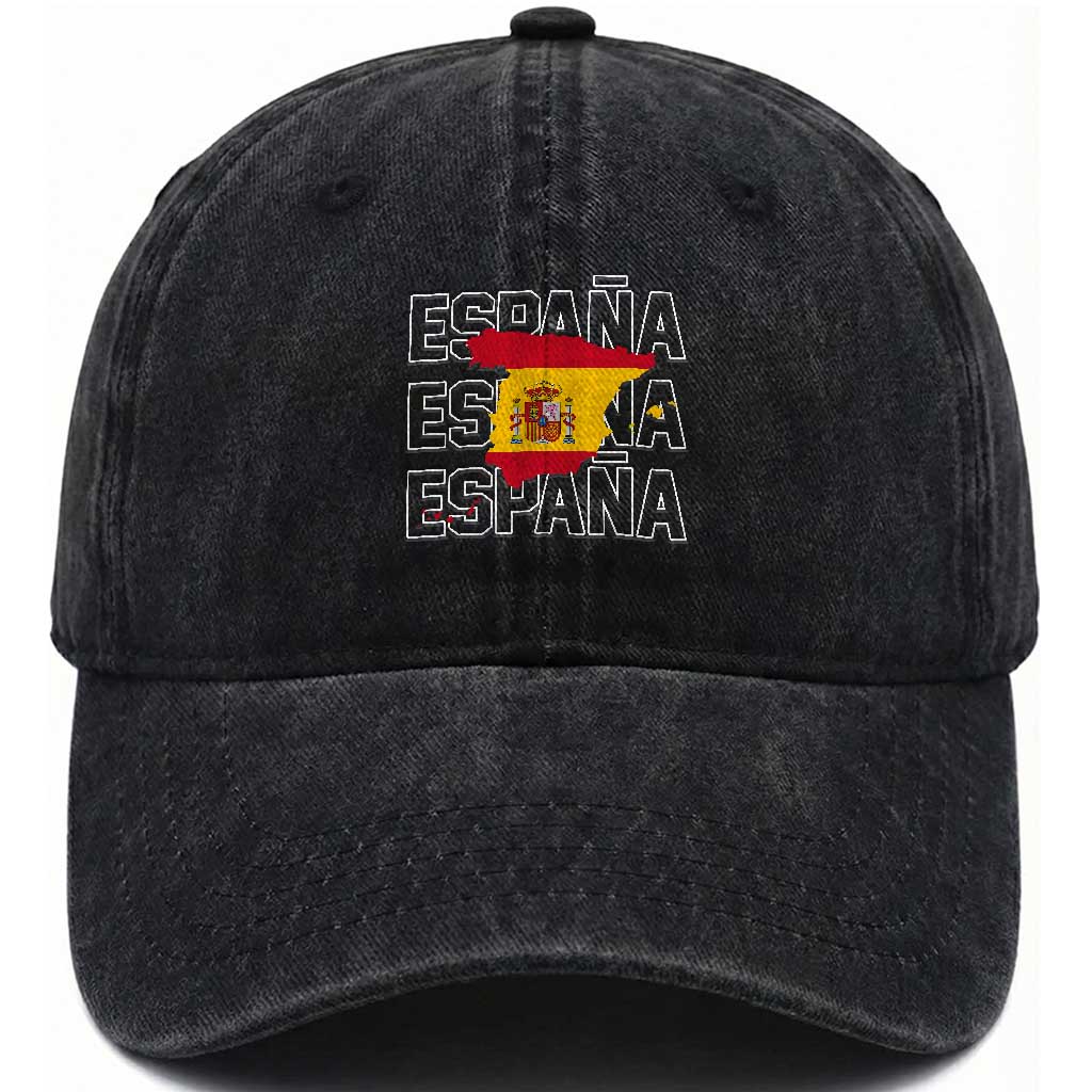 Espana Spain Map Pride Spanish Flag Washed Cotton Baseball Cap TS14 Print Your Wear