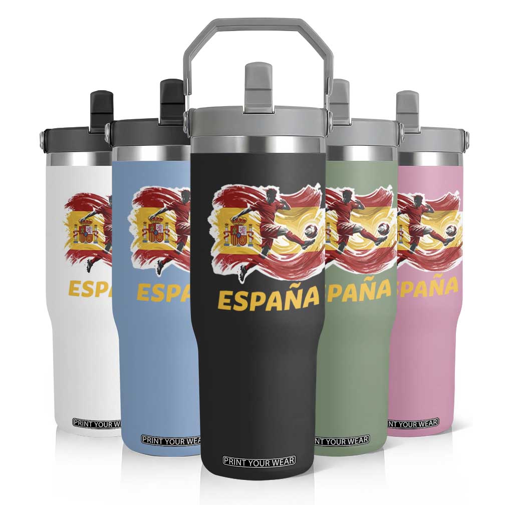 Spain Espana Soccer Football Fan Spanish Flag Flip Straw Tumbler TS14 Print Your Wear