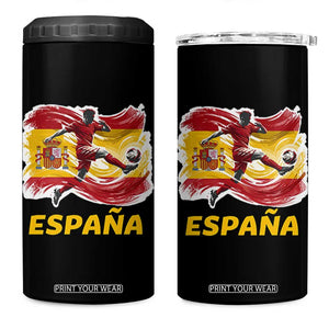 Spain Espana Soccer Football Fan Spanish Flag 4 in 1 Can Cooler Tumbler TS14 One Size: 16 oz Black Print Your Wear