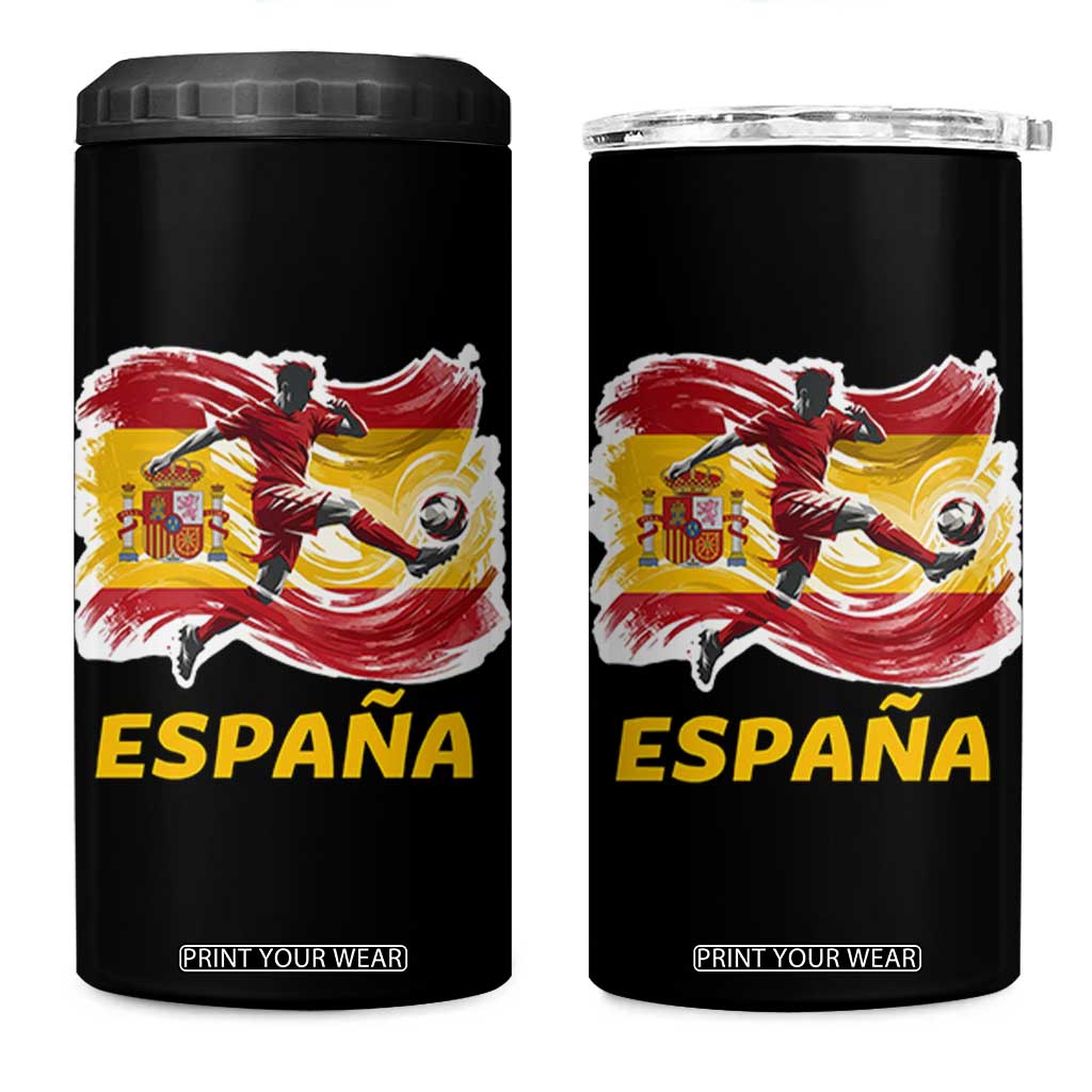 Spain Espana Soccer Football Fan Spanish Flag 4 in 1 Can Cooler Tumbler TS14 One Size: 16 oz Black Print Your Wear