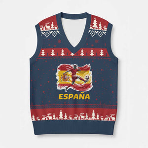 Spain Espana Soccer Football Fan Spanish Flag V-Neck Knit Sweater Vest TS14 Navy Red Print Your Wear