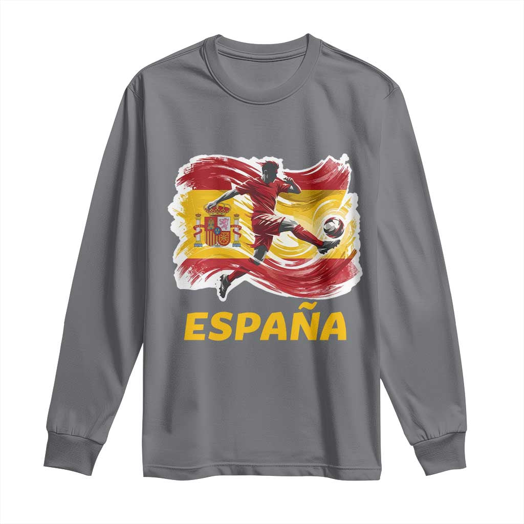 Spain Espana Soccer Football Fan Spanish Flag Long Sleeve Shirt TS14 Charcoal Print Your Wear
