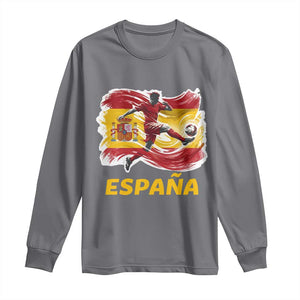 Spain Espana Soccer Football Fan Spanish Flag Long Sleeve Shirt TS14 Charcoal Print Your Wear