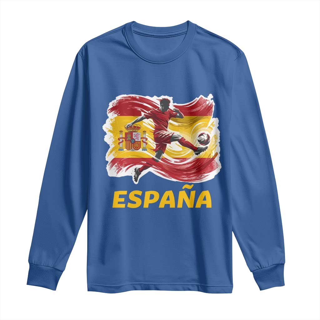 Spain Espana Soccer Football Fan Spanish Flag Long Sleeve Shirt TS14 Royal Blue Print Your Wear