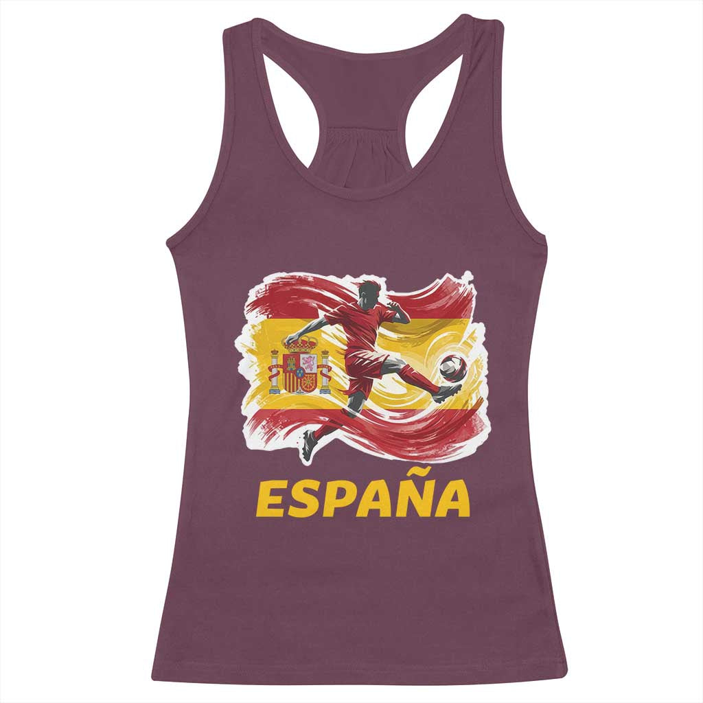 Spain Espana Soccer Football Fan Spanish Flag Racerback Tank Top TS14 Maroon Print Your Wear