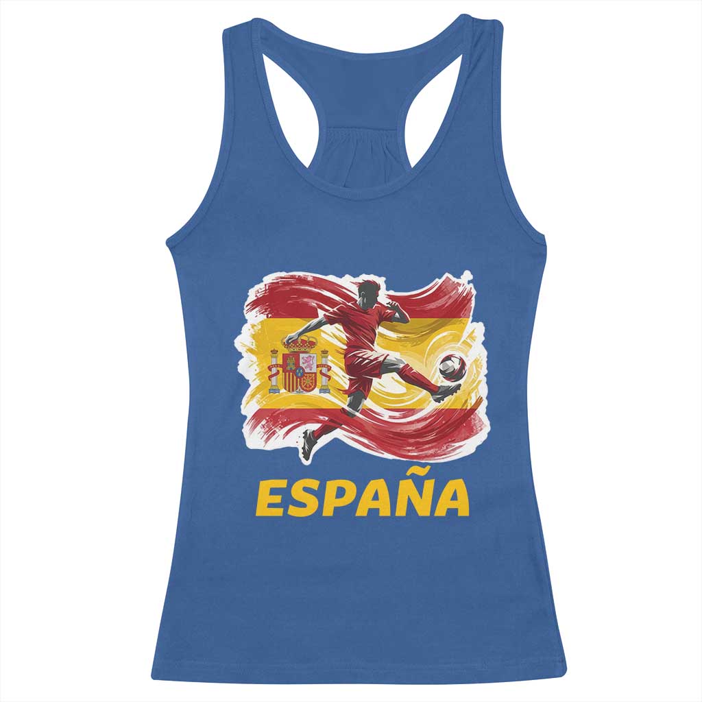 Spain Espana Soccer Football Fan Spanish Flag Racerback Tank Top TS14 Royal Blue Print Your Wear