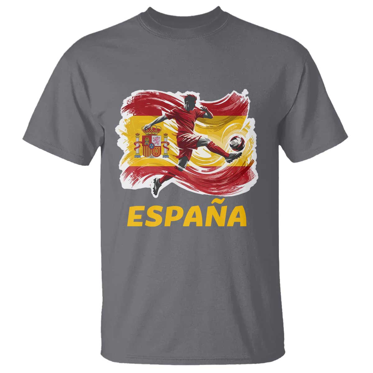 Spain Espana Soccer Football Fan Spanish Flag T Shirt TS14 Charcoal Print Your Wear