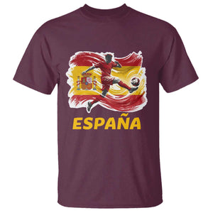 Spain Espana Soccer Football Fan Spanish Flag T Shirt TS14 Maroon Print Your Wear
