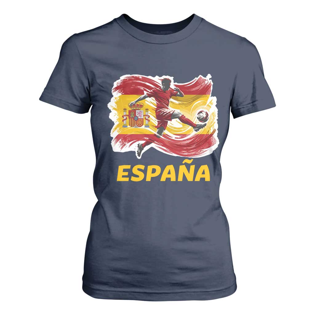 Spain Espana Soccer Football Fan Spanish Flag T Shirt For Women TS14 Navy Print Your Wear