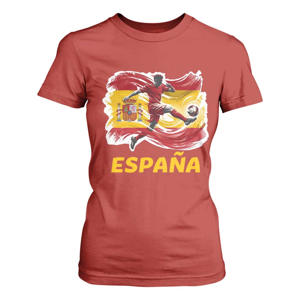 Spain Espana Soccer Football Fan Spanish Flag T Shirt For Women TS14 Red Print Your Wear