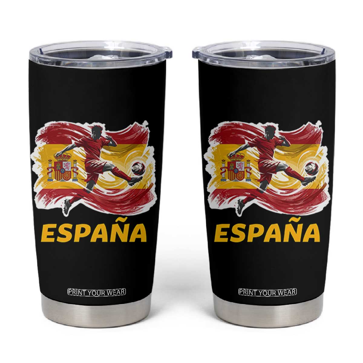 Spain Espana Soccer Football Fan Spanish Flag Tumbler Cup TS14 Black Print Your Wear