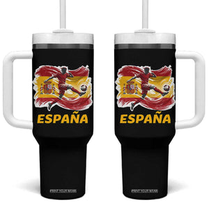 Spain Espana Soccer Football Fan Spanish Flag Tumbler With Handle TS14 One Size: 40 oz Black Print Your Wear