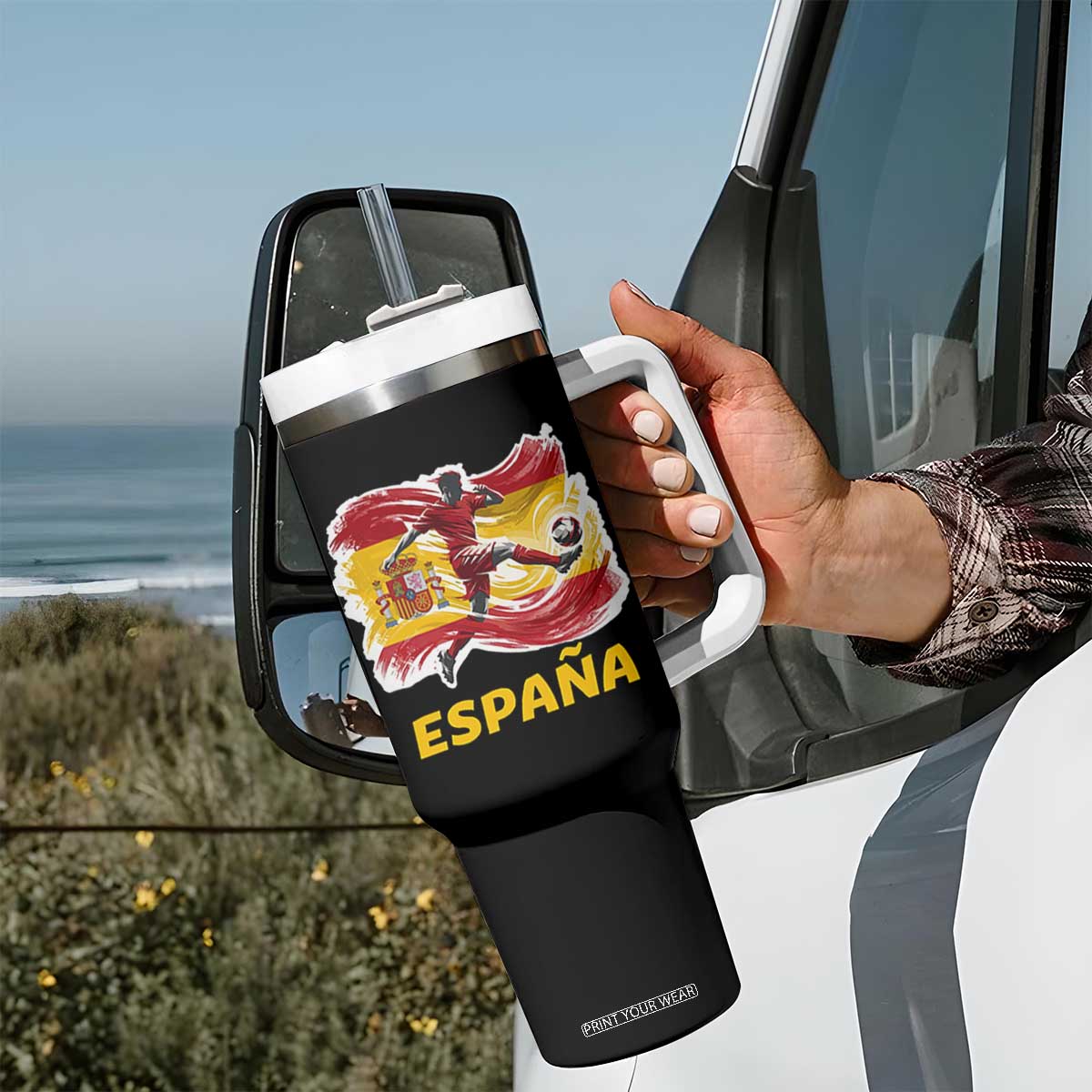 Spain Espana Soccer Football Fan Spanish Flag Tumbler With Handle TS14 Print Your Wear