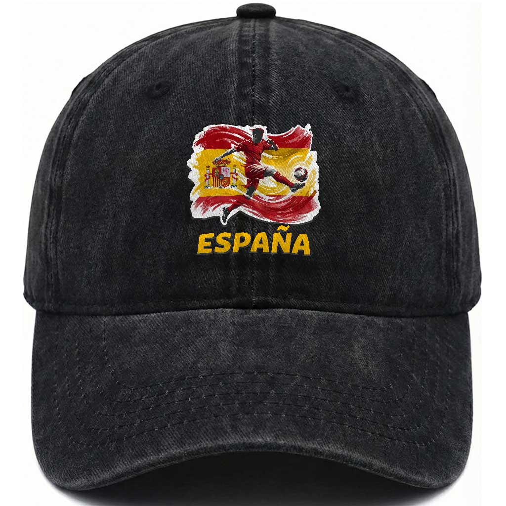Spain Espana Soccer Football Fan Spanish Flag Washed Cotton Baseball Cap TS14 Print Your Wear