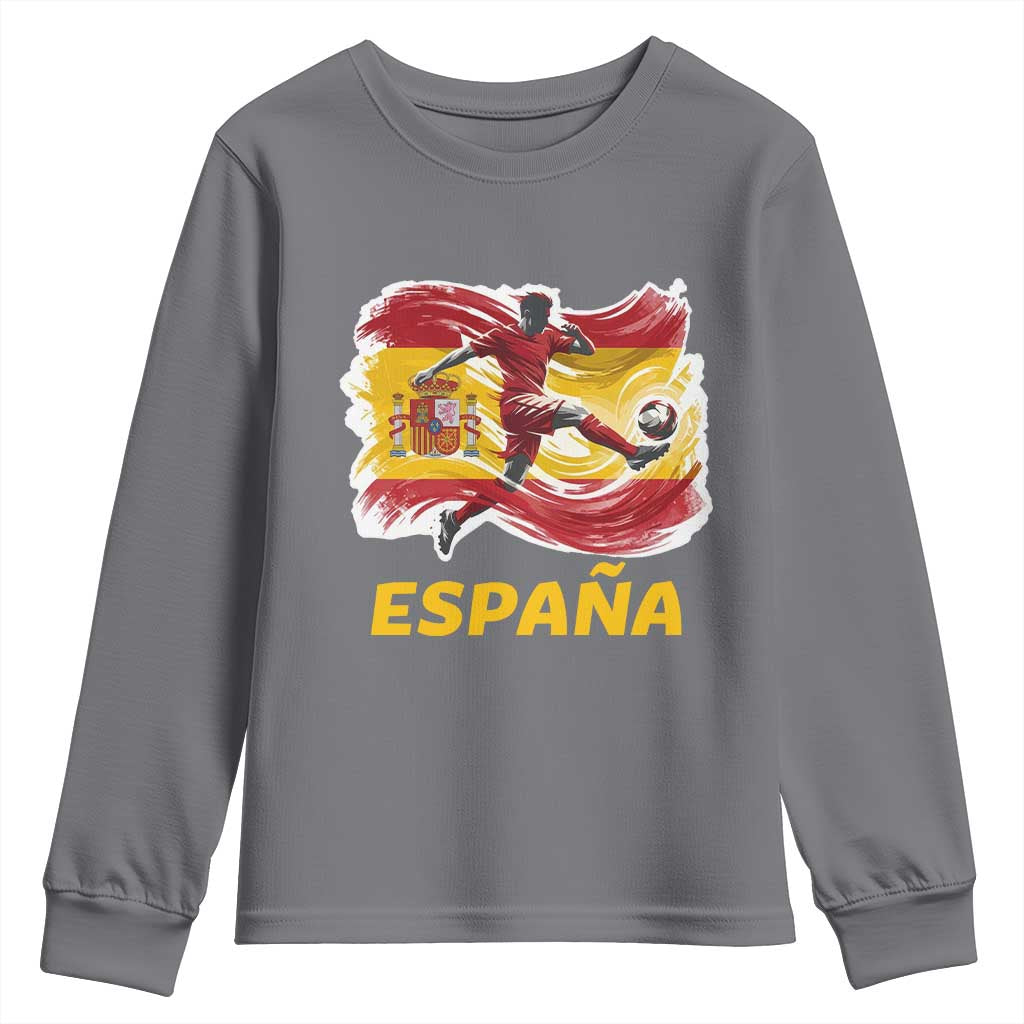 Spain Espana Soccer Football Fan Spanish Flag Youth Sweatshirt TS14 Charcoal Print Your Wear