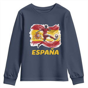Spain Espana Soccer Football Fan Spanish Flag Youth Sweatshirt TS14 Navy Print Your Wear