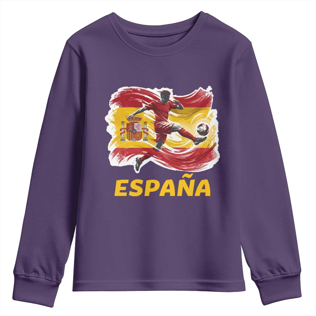 Spain Espana Soccer Football Fan Spanish Flag Youth Sweatshirt TS14 Purple Print Your Wear
