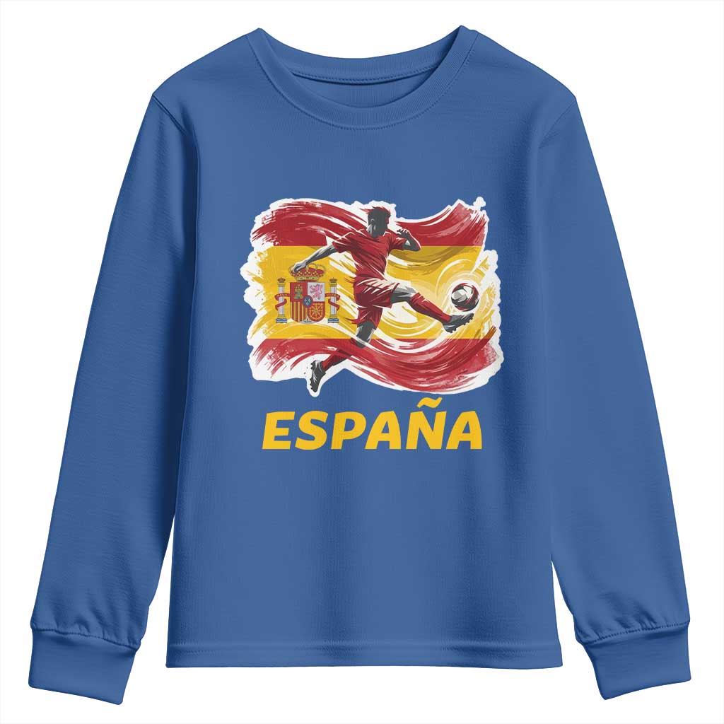 Spain Espana Soccer Football Fan Spanish Flag Youth Sweatshirt TS14 Royal Blue Print Your Wear