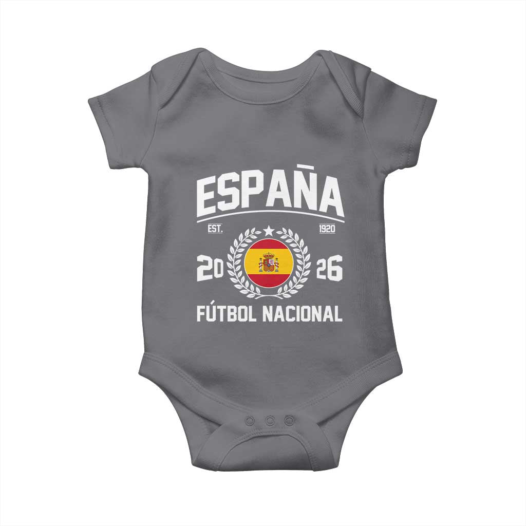 Spain 2026 Soccer Football Fan Spanish Flag Baby Onesie TS14 Charcoal Print Your Wear