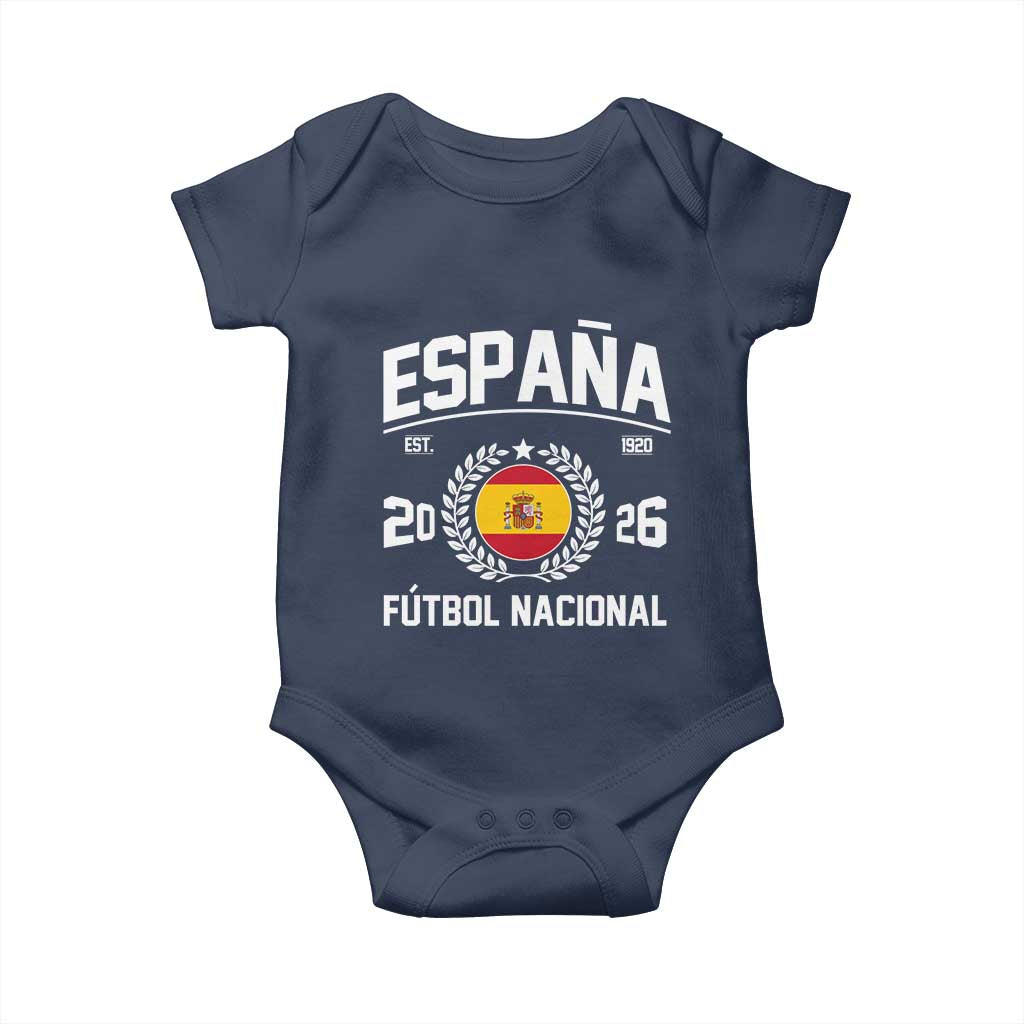 Spain 2026 Soccer Football Fan Spanish Flag Baby Onesie TS14 Navy Print Your Wear