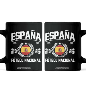 Spain 2026 Soccer Football Fan Spanish Flag Coffee Mug TS14 Black Print Your Wear
