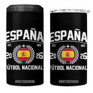 Spain 2026 Soccer Football Fan Spanish Flag 4 in 1 Can Cooler Tumbler TS14 One Size: 16 oz Black Print Your Wear