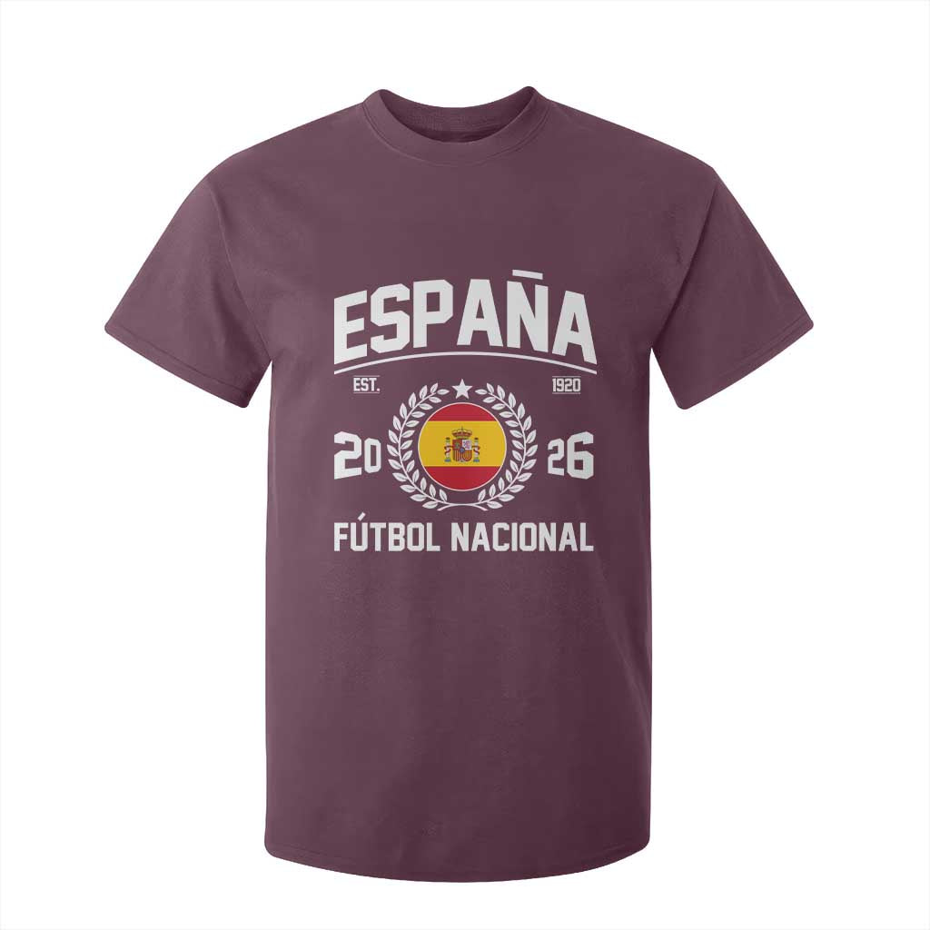 Spain 2026 Soccer Football Fan Spanish Flag T Shirt For Kid TS14 Maroon Print Your Wear
