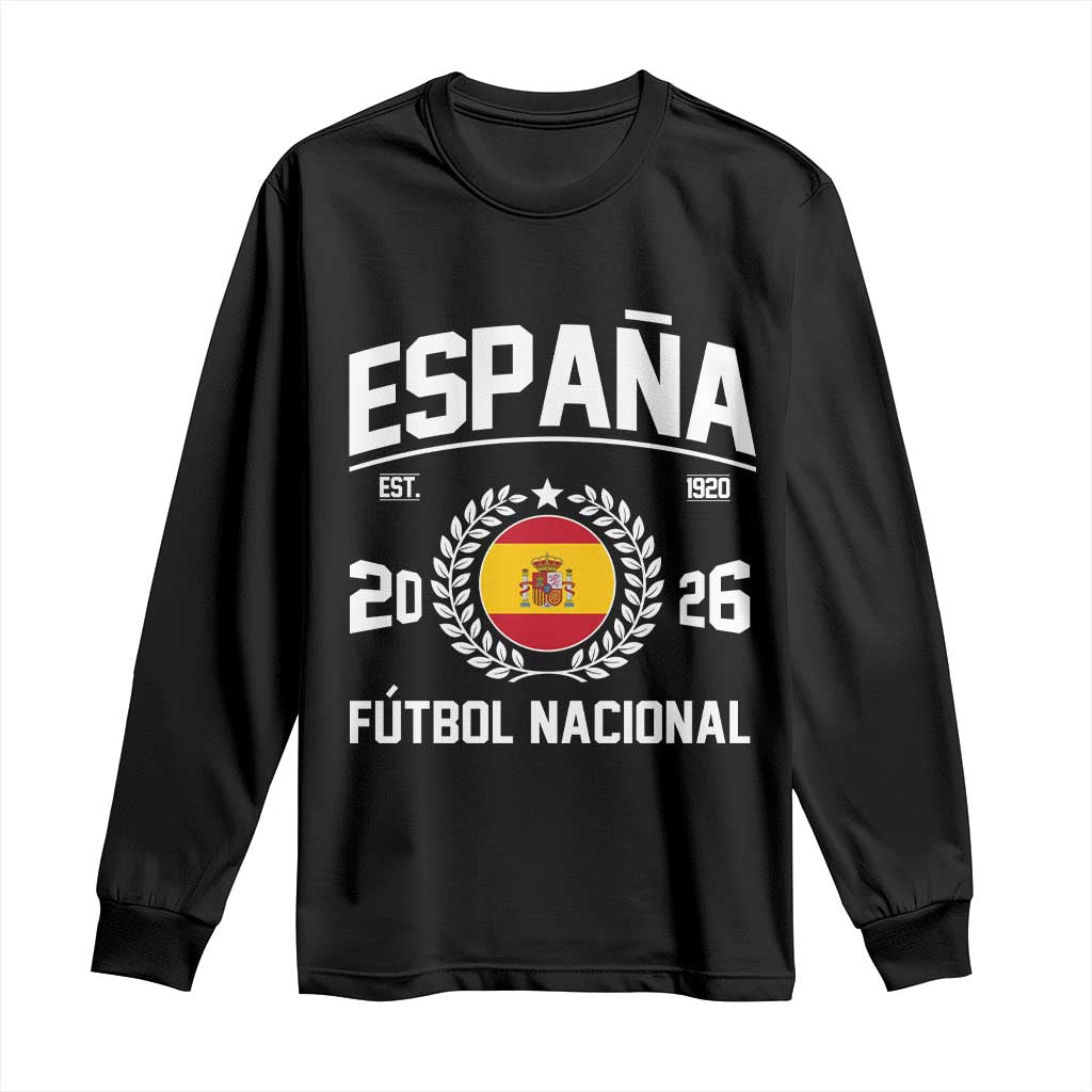 Spain 2026 Soccer Football Fan Spanish Flag Long Sleeve Shirt TS14 Black Print Your Wear
