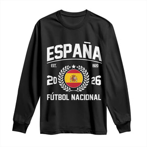 Spain 2026 Soccer Football Fan Spanish Flag Long Sleeve Shirt TS14 Black Print Your Wear