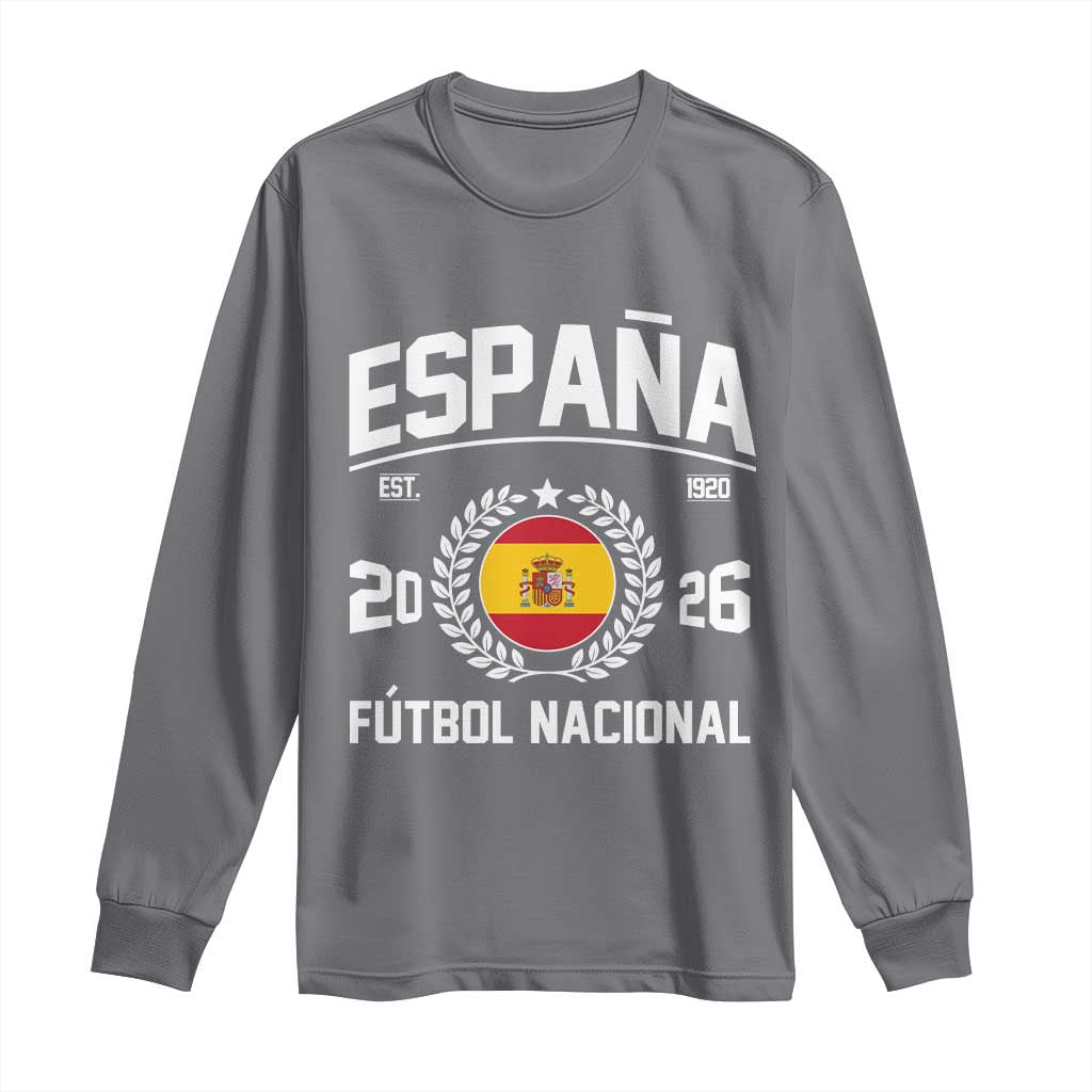 Spain 2026 Soccer Football Fan Spanish Flag Long Sleeve Shirt TS14 Charcoal Print Your Wear