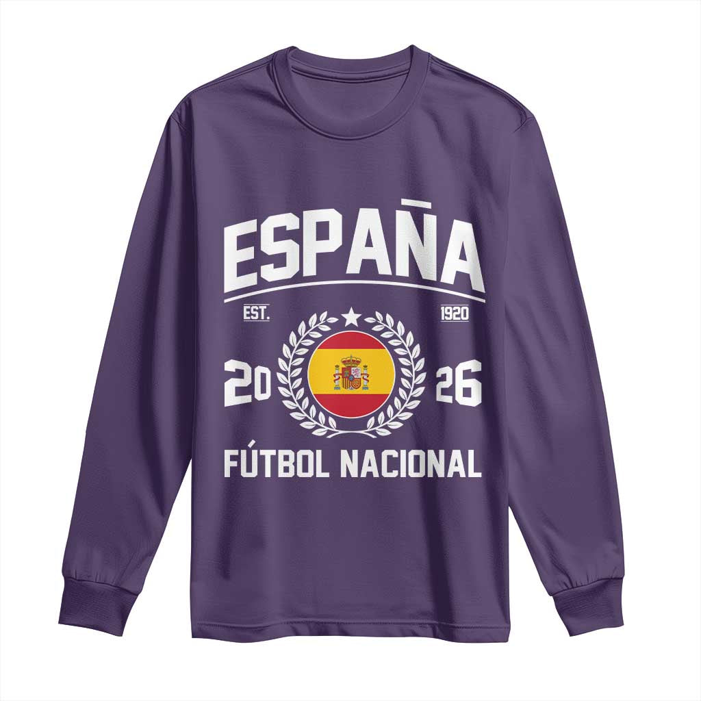 Spain 2026 Soccer Football Fan Spanish Flag Long Sleeve Shirt TS14 Purple Print Your Wear