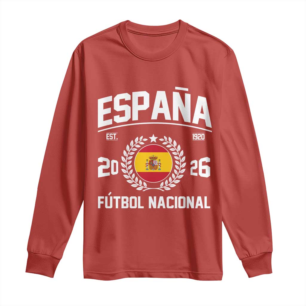 Spain 2026 Soccer Football Fan Spanish Flag Long Sleeve Shirt TS14 Red Print Your Wear