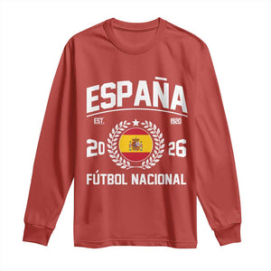 Spain 2026 Soccer Football Fan Spanish Flag Long Sleeve Shirt TS14 Red Print Your Wear