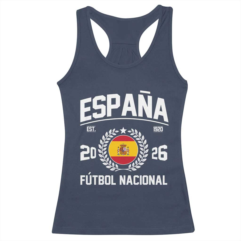 Spain 2026 Soccer Football Fan Spanish Flag Racerback Tank Top TS14 Navy Print Your Wear
