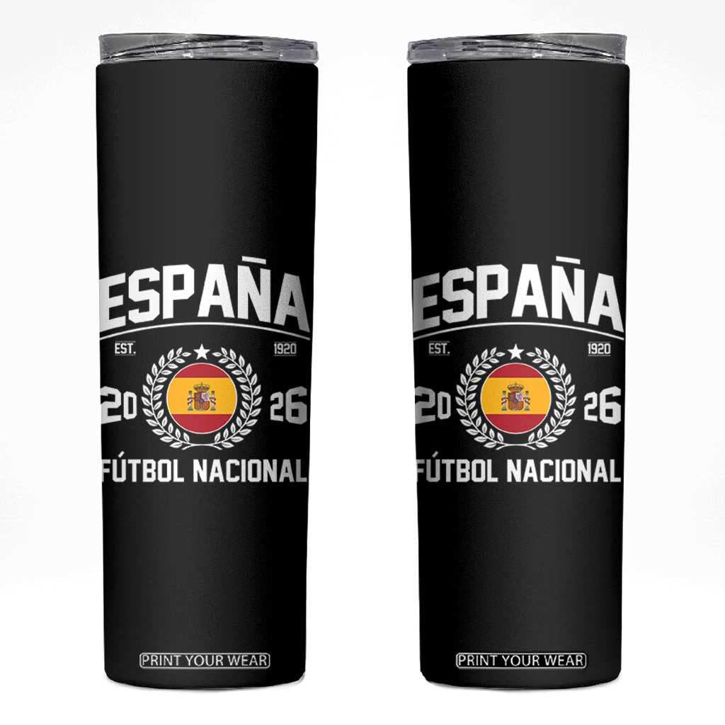 Spain 2026 Soccer Football Fan Spanish Flag Skinny Tumbler TS14 Black Print Your Wear