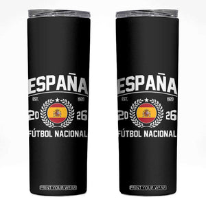 Spain 2026 Soccer Football Fan Spanish Flag Skinny Tumbler TS14 Black Print Your Wear