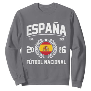Spain 2026 Soccer Football Fan Spanish Flag Sweatshirt TS14 Charcoal Print Your Wear
