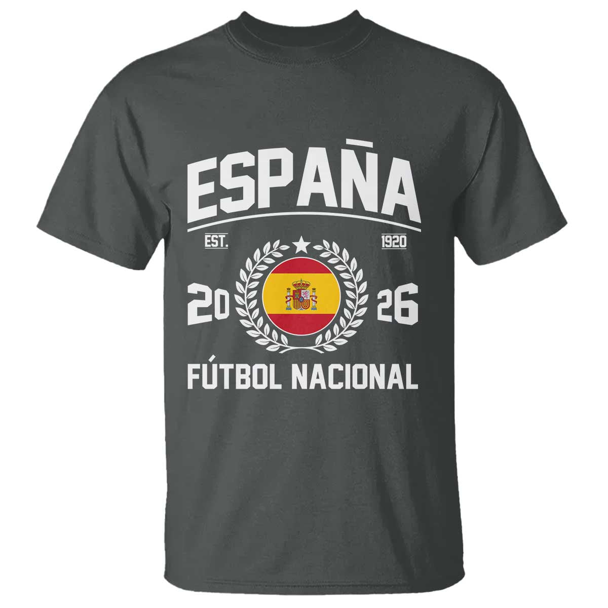 Spain 2026 Soccer Football Fan Spanish Flag T Shirt TS14 Dark Heather Print Your Wear