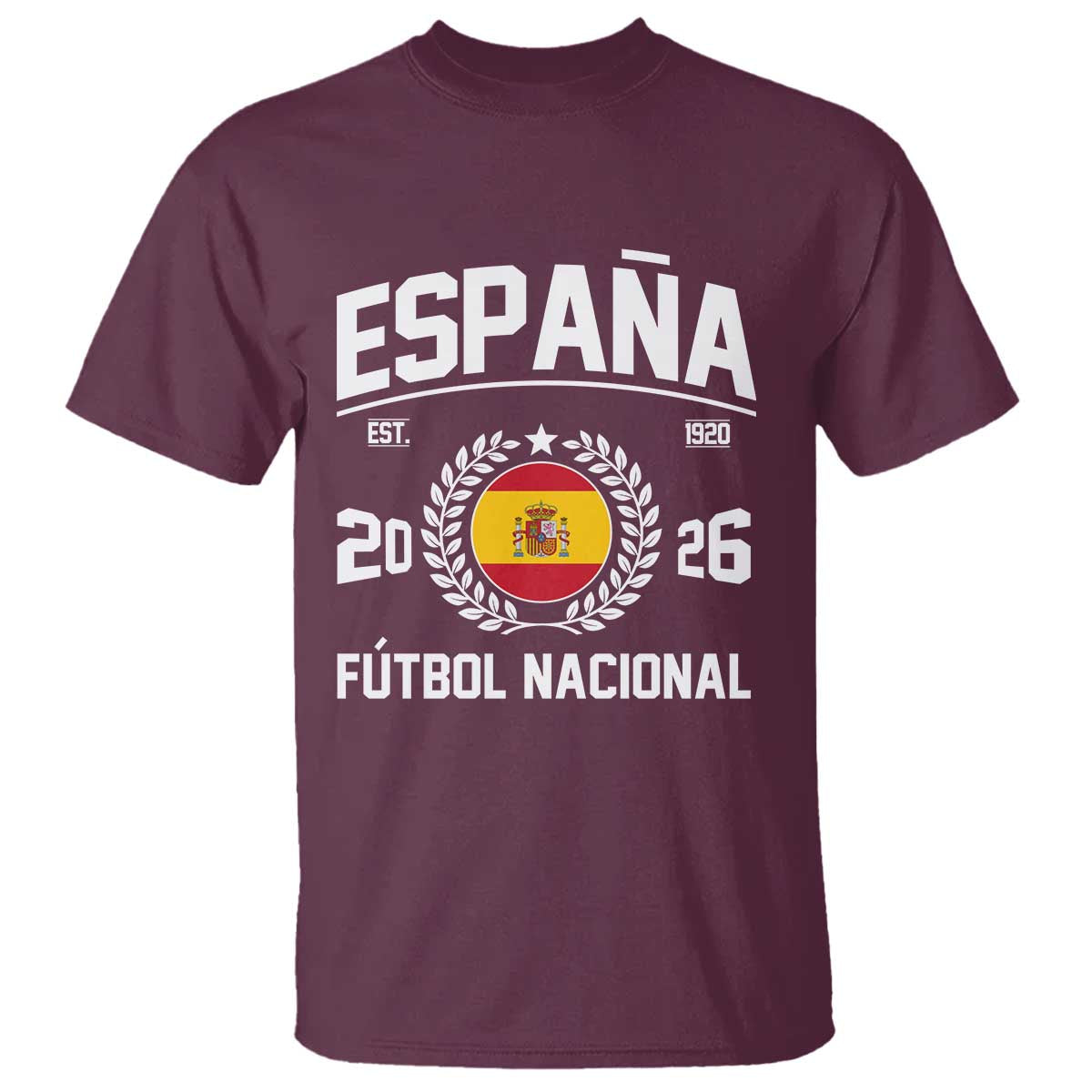 Spain 2026 Soccer Football Fan Spanish Flag T Shirt TS14 Maroon Print Your Wear