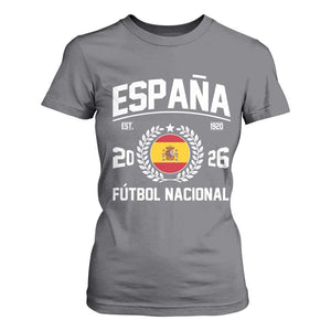 Spain 2026 Soccer Football Fan Spanish Flag T Shirt For Women TS14 Charcoal Print Your Wear