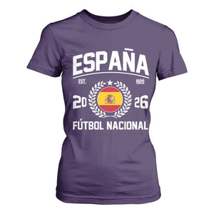 Spain 2026 Soccer Football Fan Spanish Flag T Shirt For Women TS14 Purple Print Your Wear